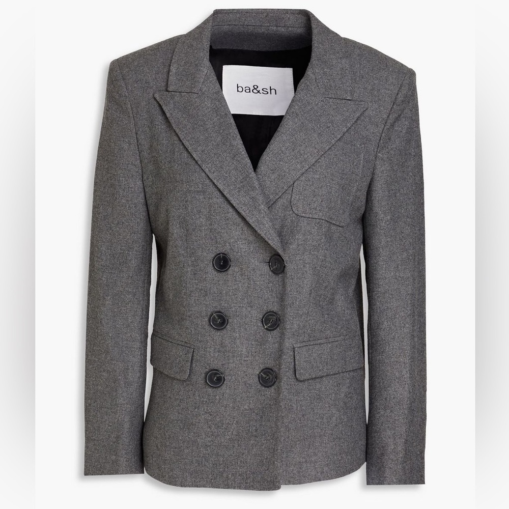 ba&sh Bazra double-breasted grey flannel blazer jacket Womens Size US 8